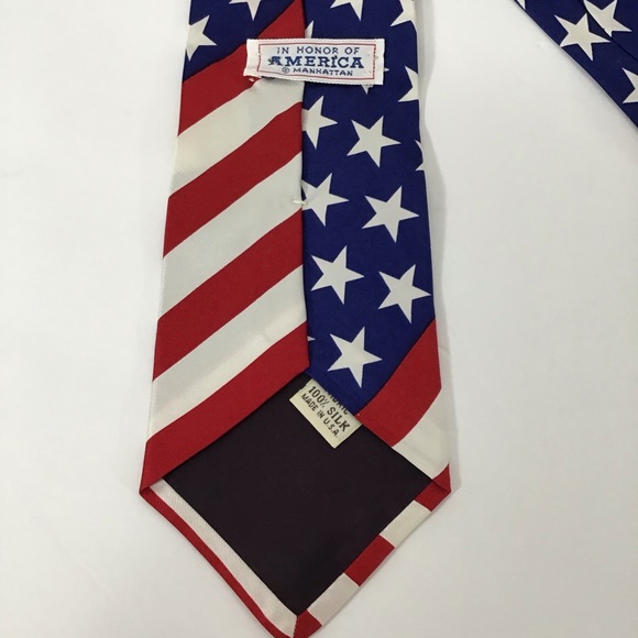 100% Silk In Honor of America Manhattan USA Patriotic Red White & Blue Neck Tie - Picture 2 of 7